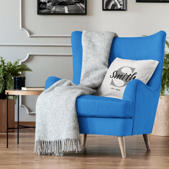 Personalized Grey and Black Family Monogram Throw Pillow (Personalized Grey and Black Family Monogram Throw Pillow)