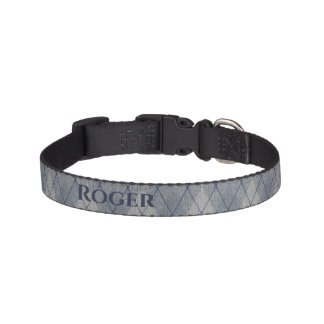 Personalized Grey and Blue Argyle Look Pet Collar