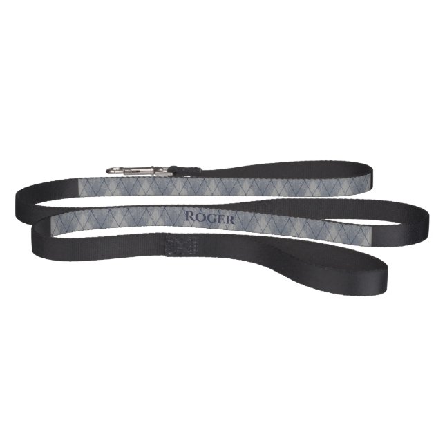Personalized Grey and Blue Argyle Look Pet Leash (Full)