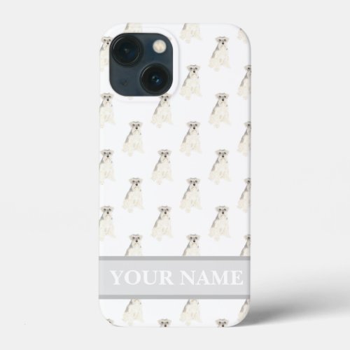 Personalized Grey and White Schnauzer Dog iPhone 13 Mini Case