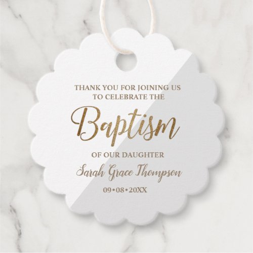Personalized Grey Baby girl baptism thank you Favor Tags