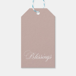 Personalized Grey Beige White Blessings Gift Tags