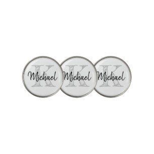 Personalized Grey, Black Customizable Monogrammed Golf Ball Marker