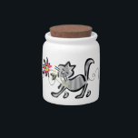 Personalized Grey Cat Treat Jar<br><div class="desc">Add your kitty's name to this cute treat jar! Keep your pets treats fresh in this cute treat jar! Great for those small treats! Gifts for pet lovers and their pet!</div>