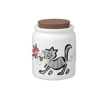 Personalized Grey Cat Treat Jar by DoggieAvenue at Zazzle