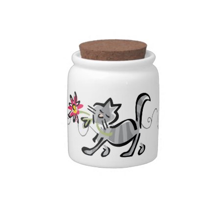 Personalized Grey Cat Treat Jar