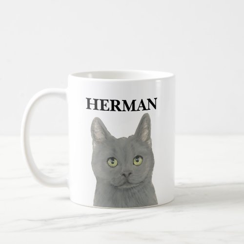 Personalized Grey Chartreuse Cat Coffee Mug