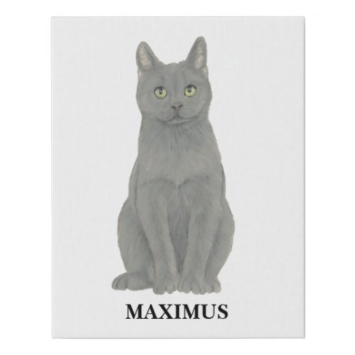Personalized Grey Chartreuse Cat Faux Canvas Print