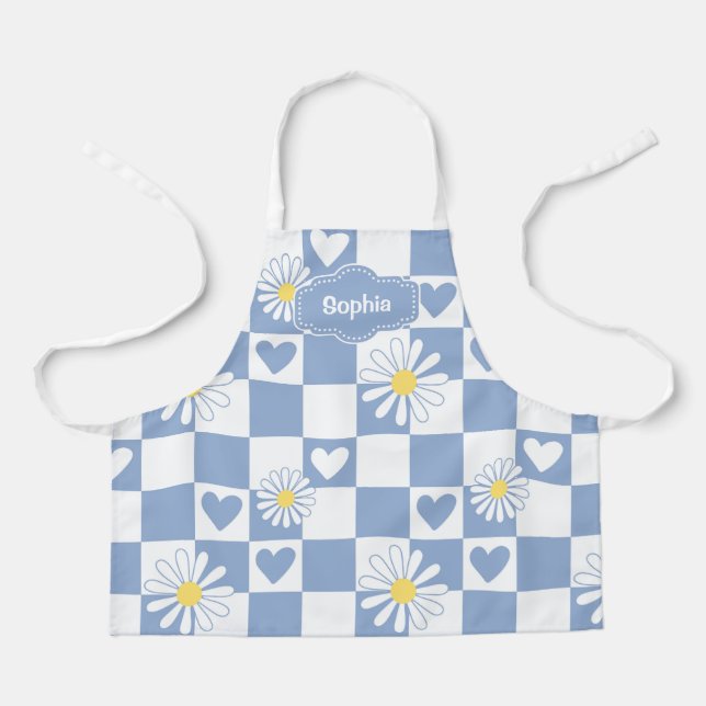 Personalized Grey Checkered Apron (Front)