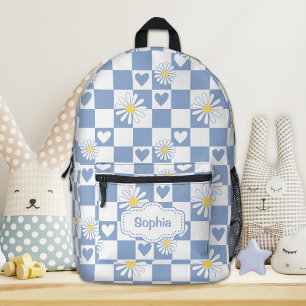 Personalized Grey Checkered Backpack