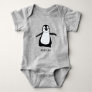 Personalized grey cute penguin illustration baby baby bodysuit