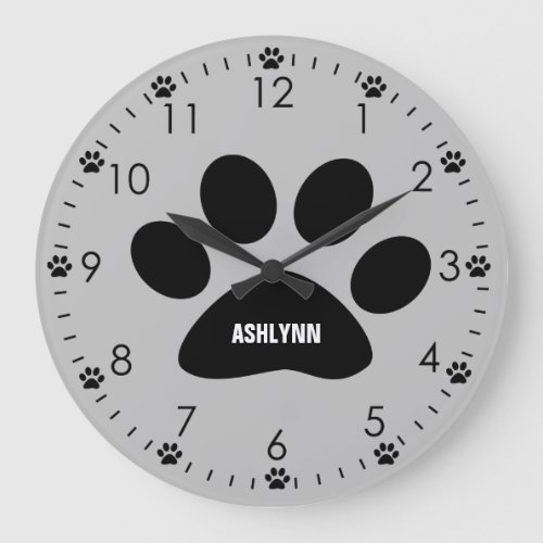 Personalized Grey Dog Large Clock
