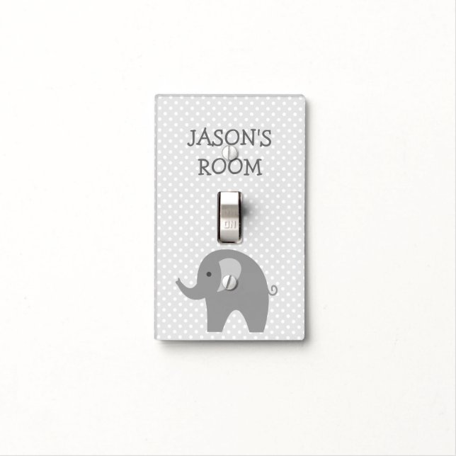 Personalized grey elephant light switch cover (In Situ)