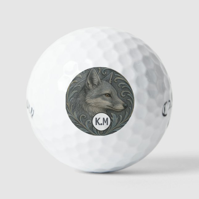 Personalized Grey Fox Callaway Golf Balls (Front)