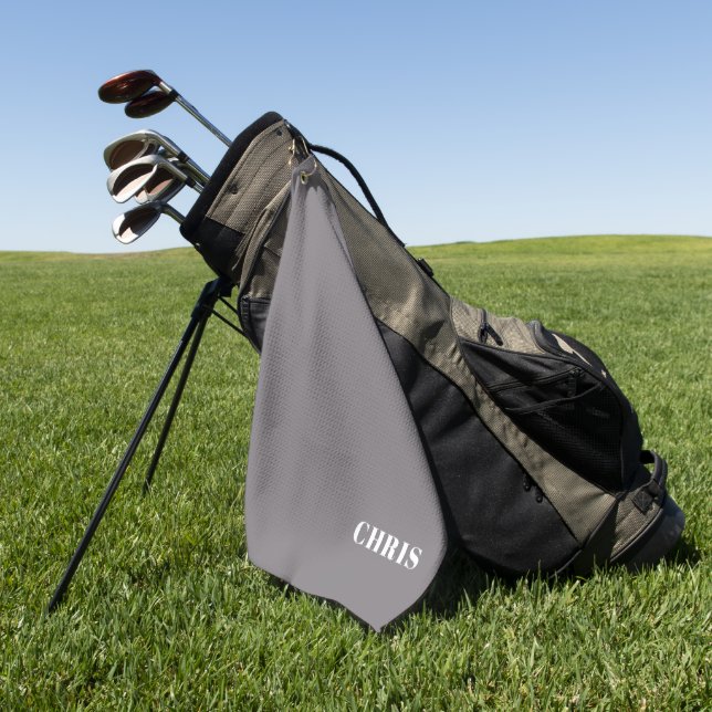 Personalized Grey Golf Towel (Green)