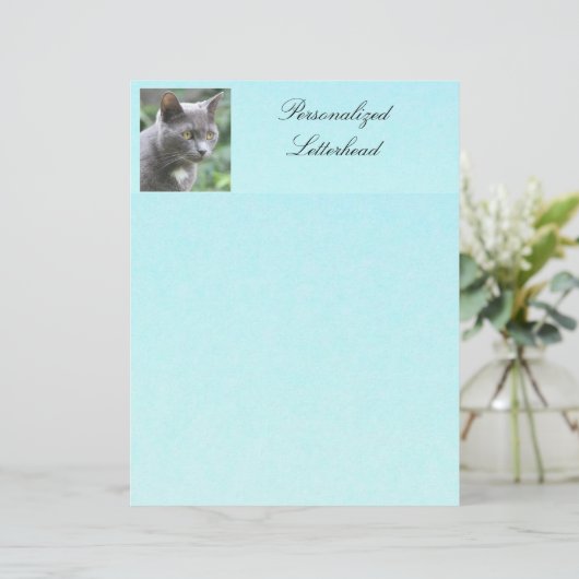 Personalized Grey Kitty Letterhead (Standing Front)
