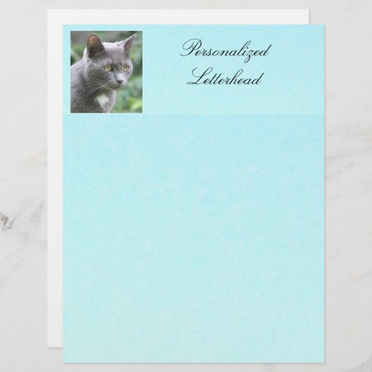 Personalized Grey Kitty Letterhead (Front/Back)