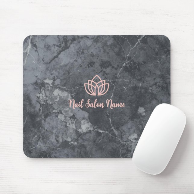 Personalized Grey Marbel Nail Studio Branding Mouse Pad (With Mouse)