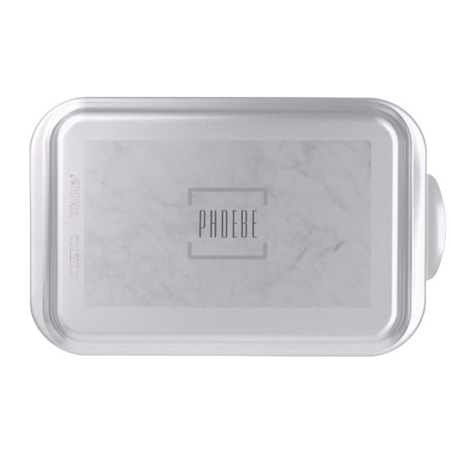 Personalized Grey Marble Pattern Modern Cake Pan (Front)