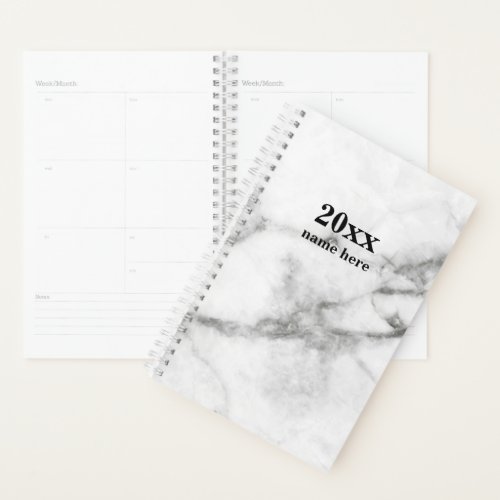 Personalized Grey Marble Planner