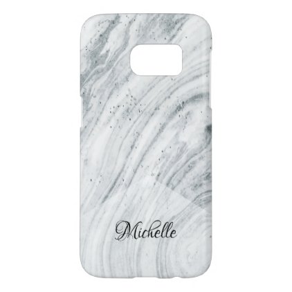 Personalized, Grey Marble, Script Name Samsung Galaxy S7 Case