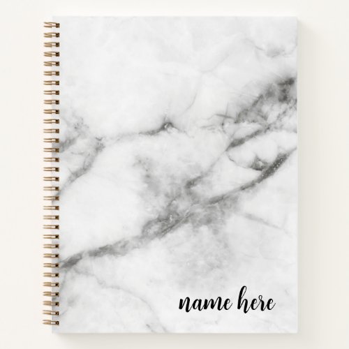 Personalized Grey Marble Sketchbook Notebook