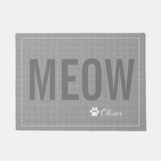 Personalized Grey Meow Cat Pet Mat