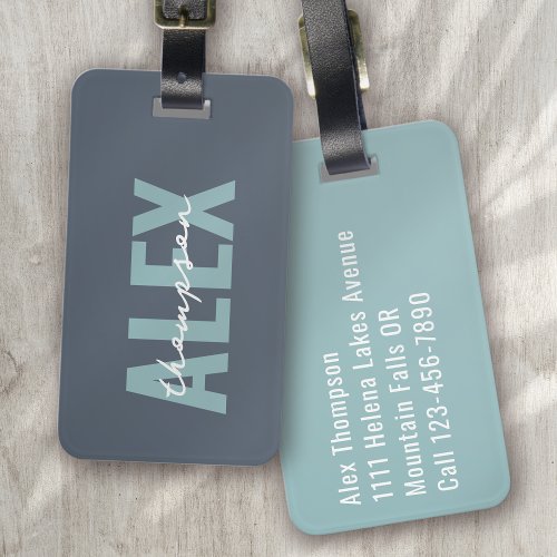 Personalized Grey Monogram  Luggage Tag