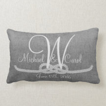 Personalized Grey Rustic Monogram Family Pillow