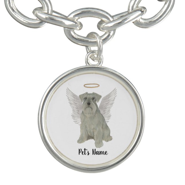 Personalized Grey Silver Schnauzer Bracelet (Design)