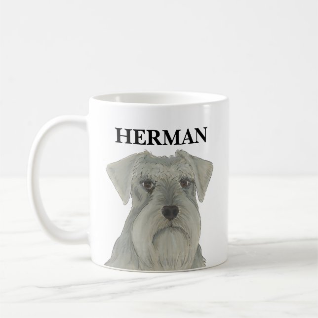 Personalized Grey Silver Schnauzer Coffee Mug (Left)