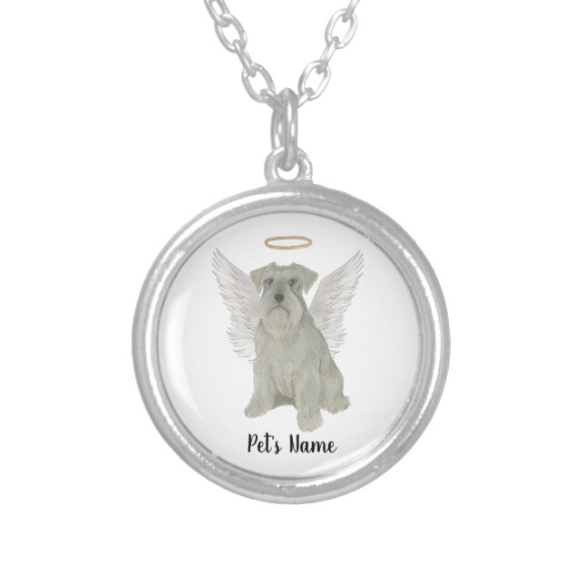 Personalized Grey Silver Schnauzer Plated Necklace (Front)