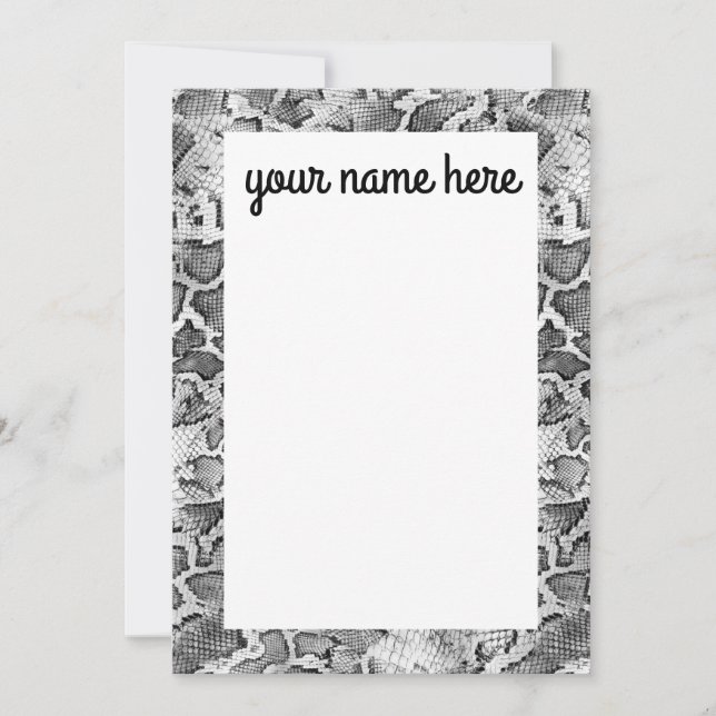 Personalized Grey Snake Skin Notecards (Front)