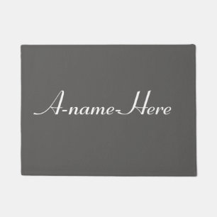 Personalized grey solid with white name custom doormat