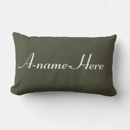 Personalized grey solid with white name custom lumbar pillow
