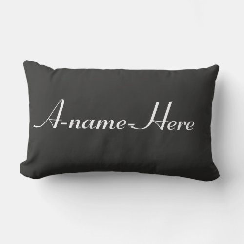 Personalized  grey solid with white name custom lumbar pillow