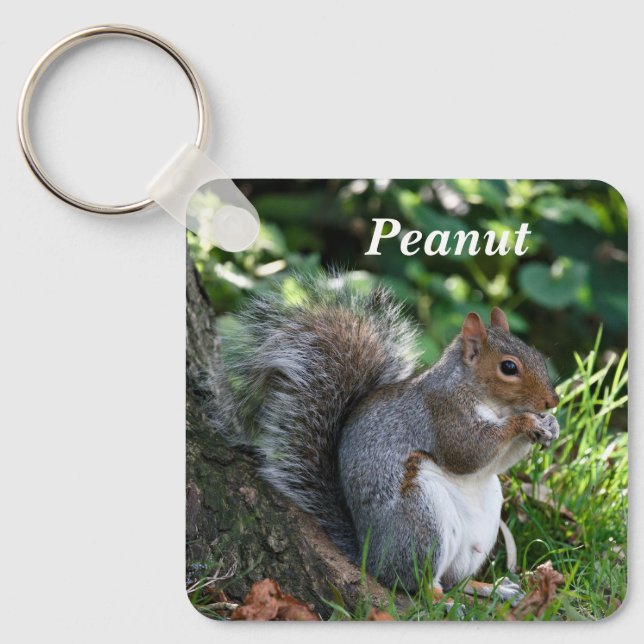 Personalized Grey Squirrel  Keychain (Front)