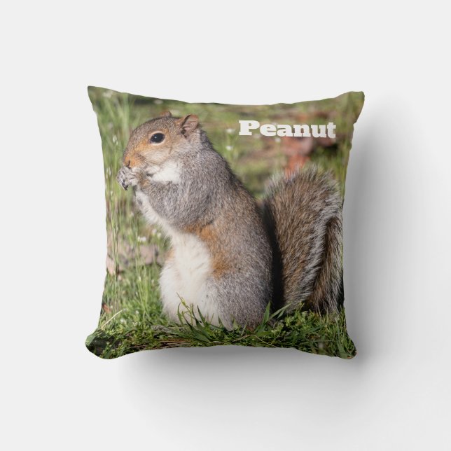Personalized Grey Squirrel  Throw Pillow (Front)