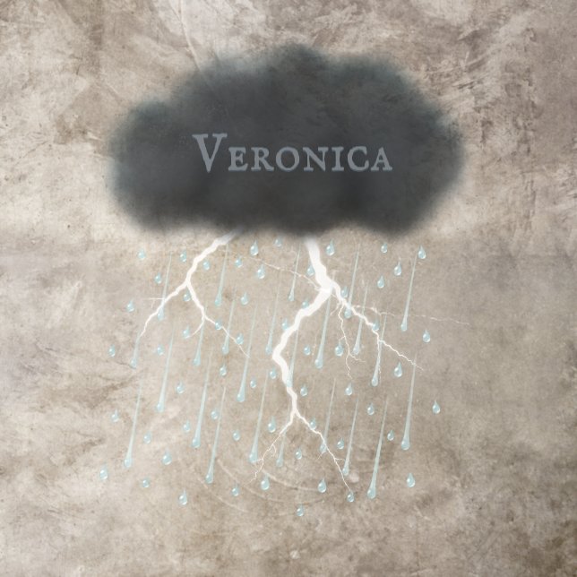 Personalized Grey Stormy Thunder Cloud Whimsical Floor Decals (Insitu)
