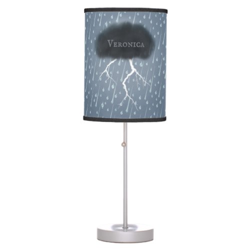 Personalized Grey Stormy Thunder Cloud Whimsical Table Lamp