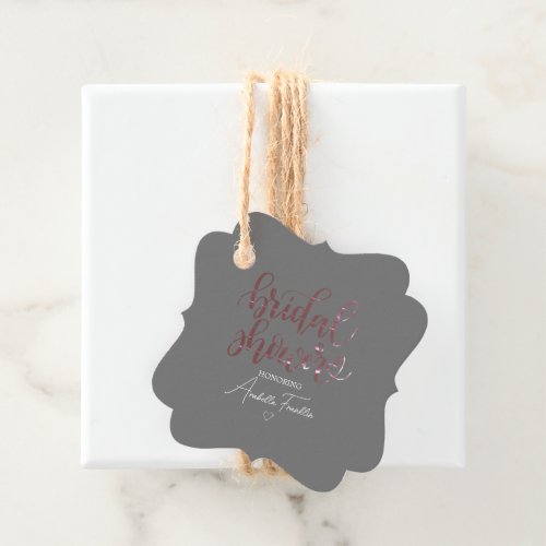Personalized Grey Wedding Bridal Shower Favor Tags