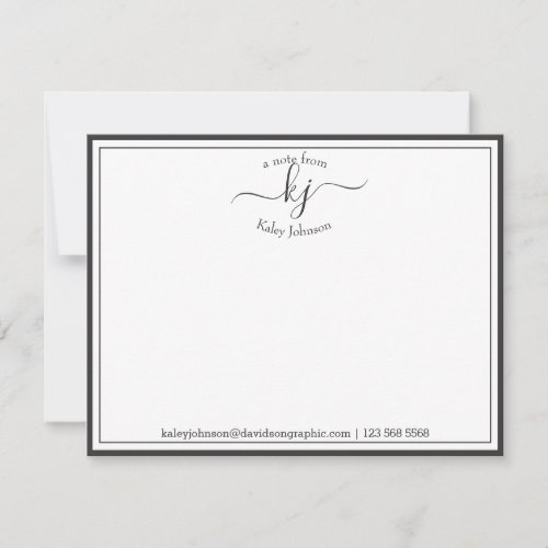 Personalized Grey White From The Desk Of Note Card