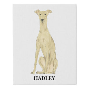 Personalized Greyhound Dog Beverage Coaster Faux Canvas Print