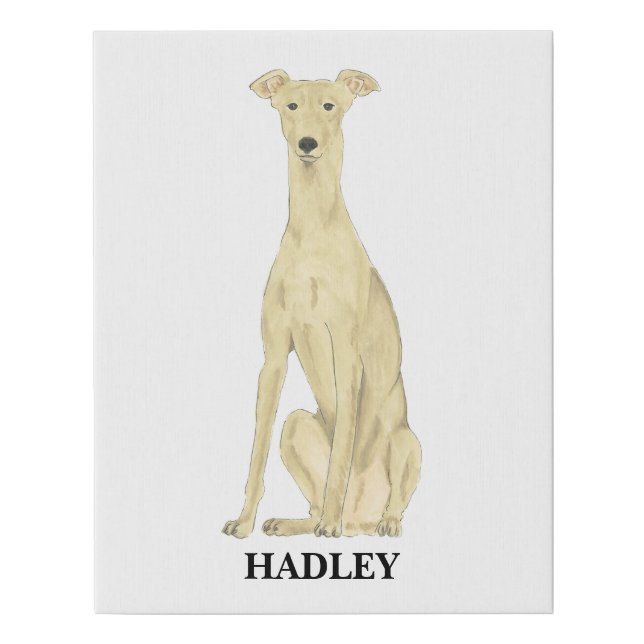 Personalized Greyhound Dog Beverage Coaster Faux Canvas Print (Front)