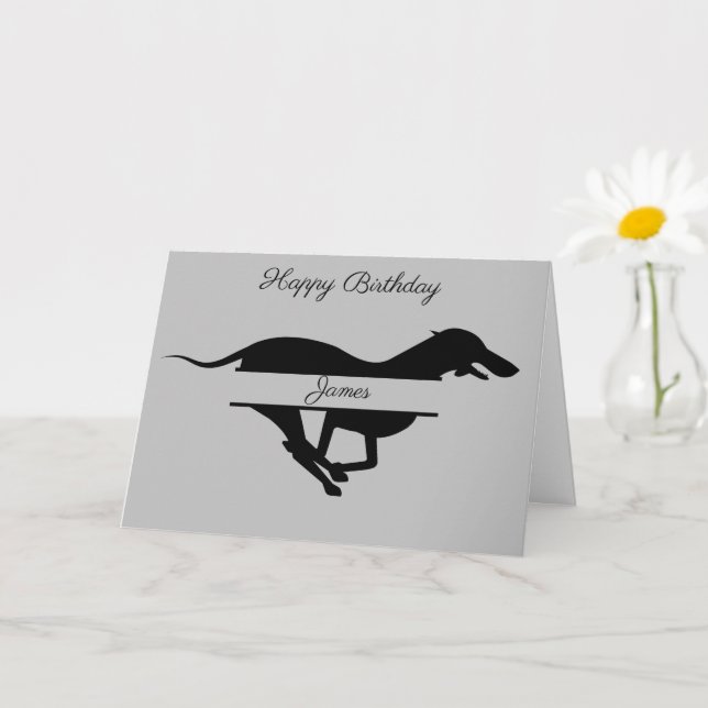 Personalized Greyhound dog Birthday greeting card (Small Plant)