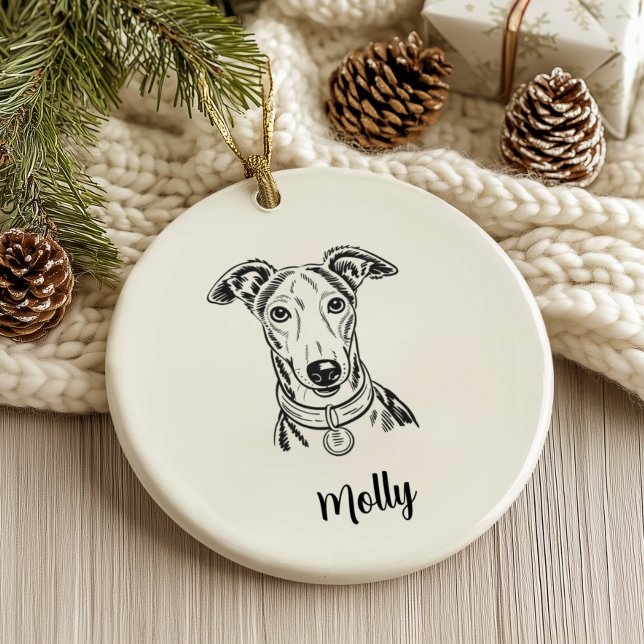Personalized Greyhound Dog Christmas Ceramic Ornament (Creator Uploaded)