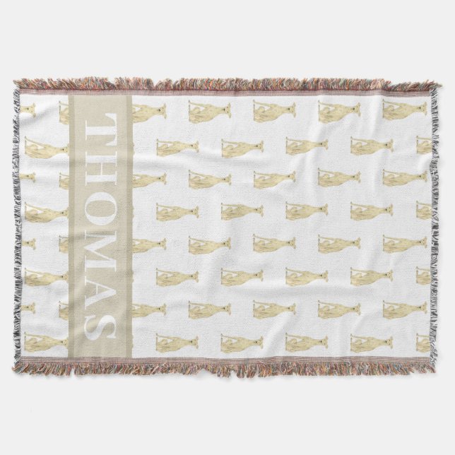 Personalized Greyhound (Fawn)  Throw Blanket (Front)