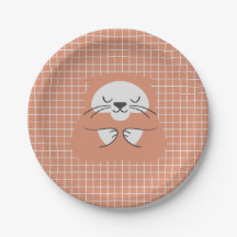 Personalized grid line brown cute cat