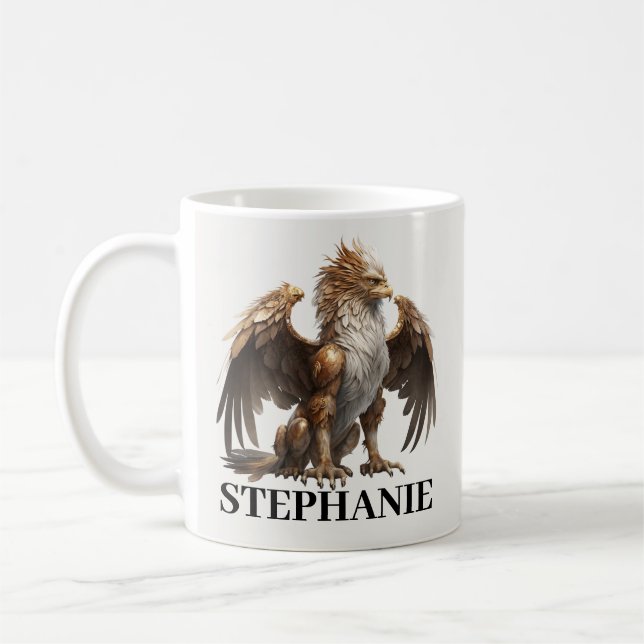 Personalized Griffin Gryphon fantasy Creature  Coffee Mug (Left)