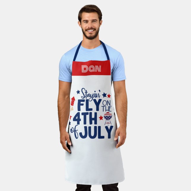 Personalized Grill BBQ Chef 4th of July Patriotic Apron (Worn)